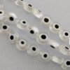 Hilo de 40 cuentas de cristal de ojo turco disco de 8mm color blanco